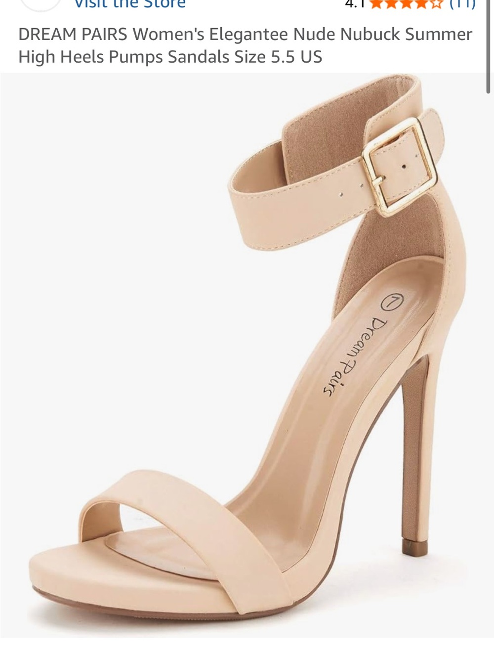 Dream Pairs Beige Nude Ankle-Strap Stiletto Sandals